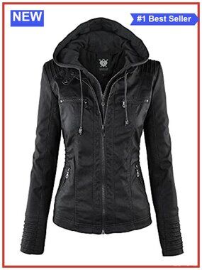 Faux Leather Moto Biker Jacket Cropped Slim Fit Vegan Coat